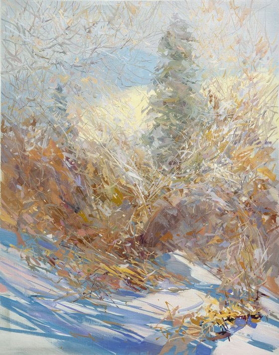Winter oil painting - White Blizzard II
