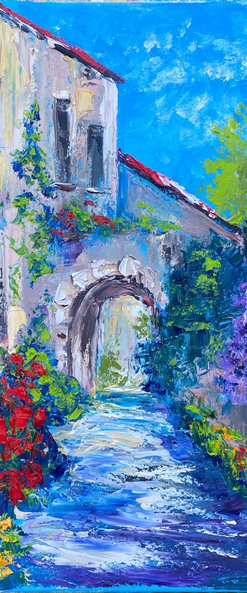 Old Italian patio with flowers by Oksana Fedorova