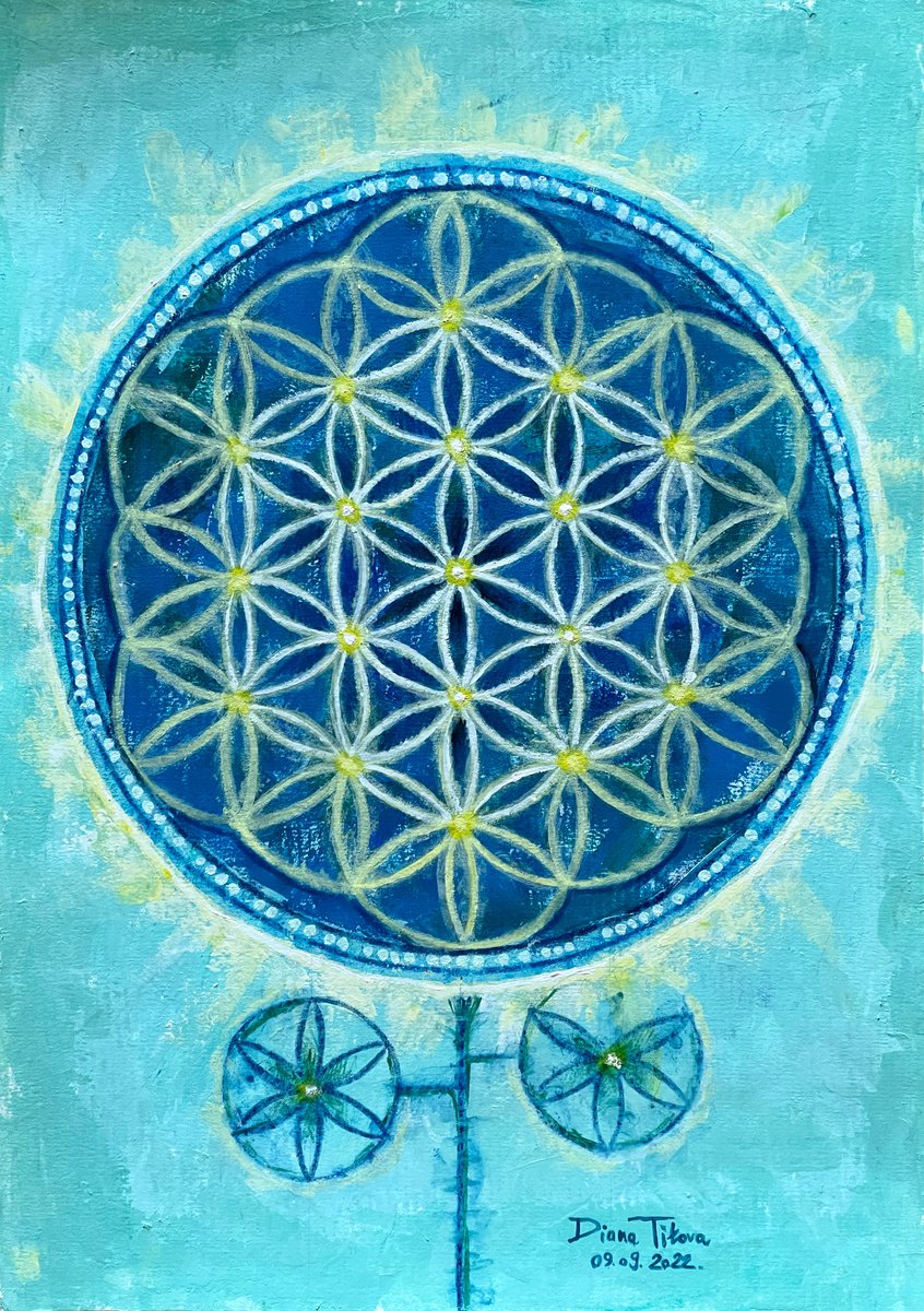 Turquoise Flower of Life by Diana Titova