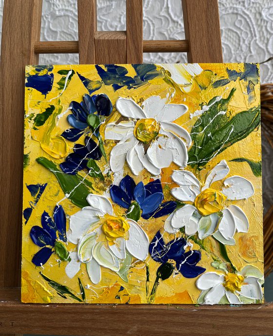 Daisy Cornflowers Painting