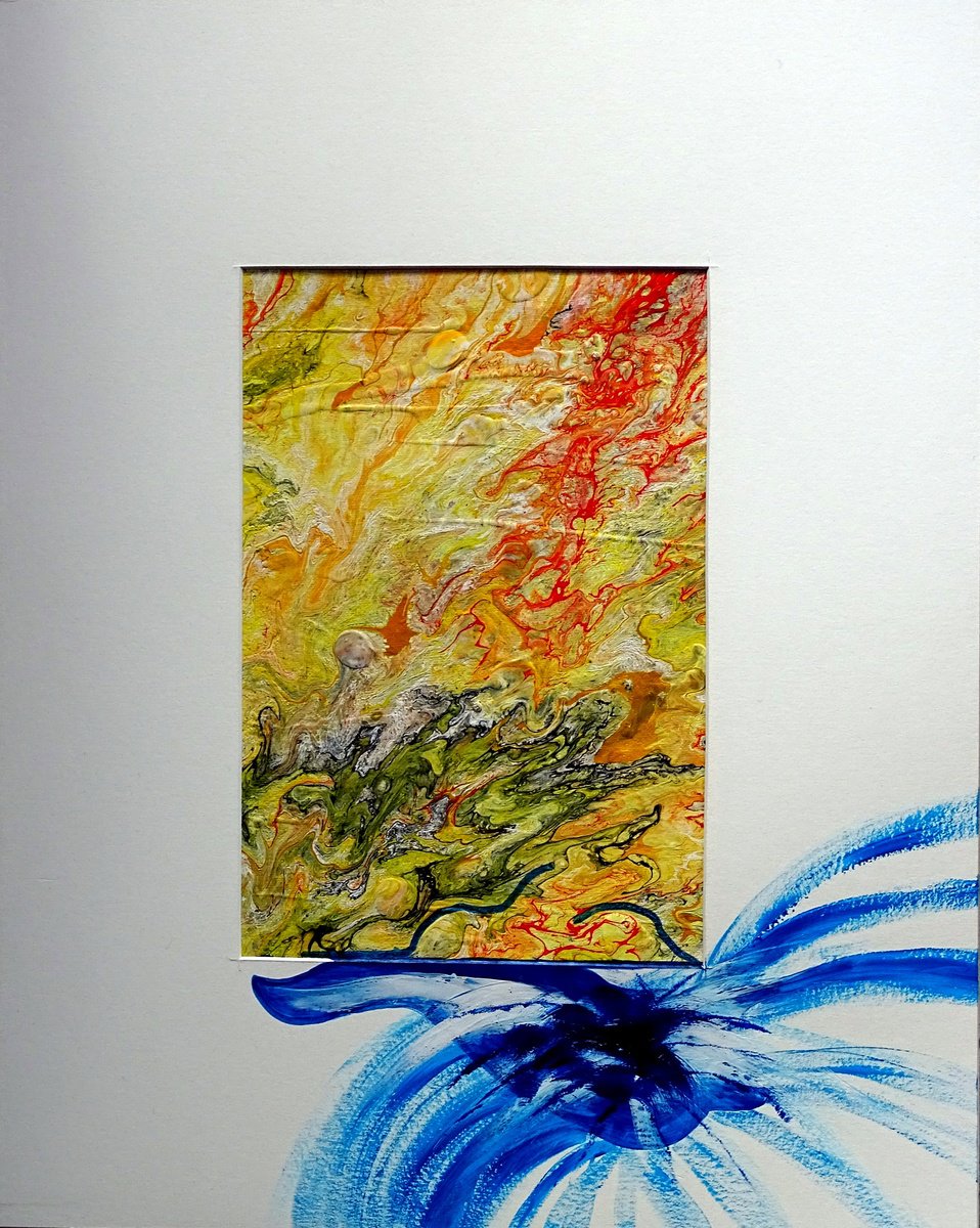 Abstract Acrylic Painting By Cb., 16 X 20, Blue Strike, Original Artwork