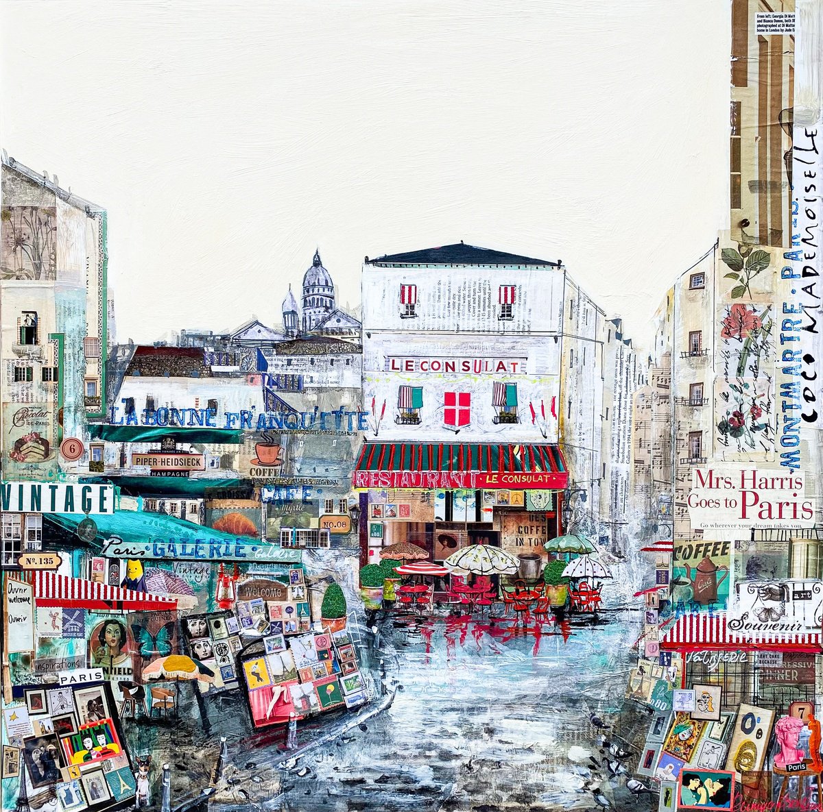 Impressionistic Cityscapes Painting By Irina Rumyantseva, 24 X 24, Paris - Montmartre, Original Artwork