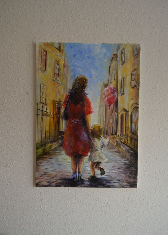 Original oil painting@ '' TWO OF US''