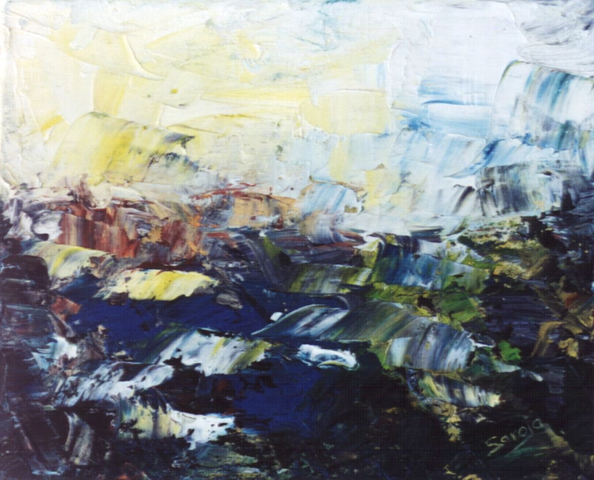 Abstract Landscape Oil Painting By Saroja Van Der Stegen, 12 X 10", Small Landscape (#519-3F), Original Artwork