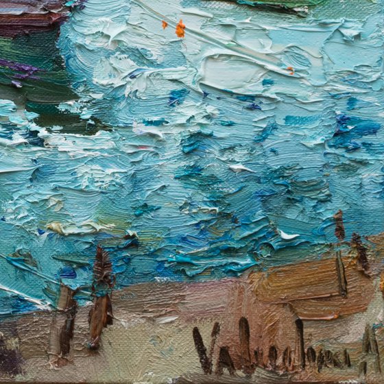 Boats  - Original  impasto oil painting