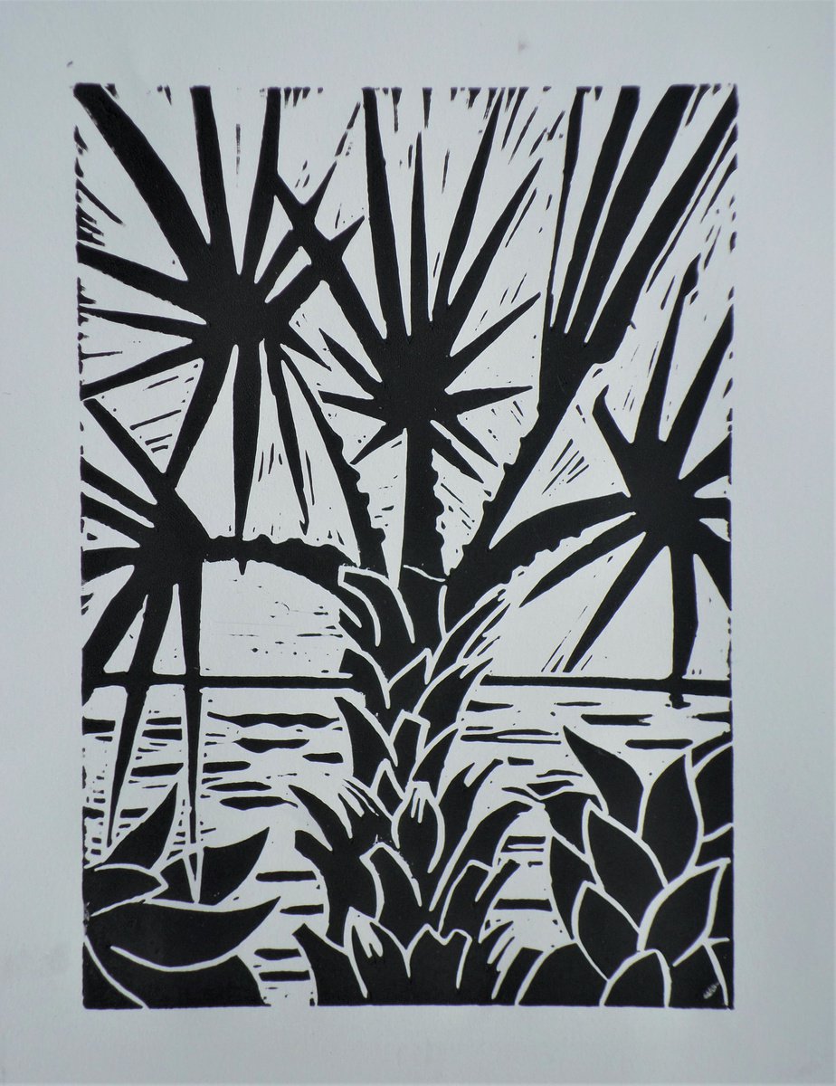 Palm tree (2020) Linocut by Kirsty Wain | Artfinder