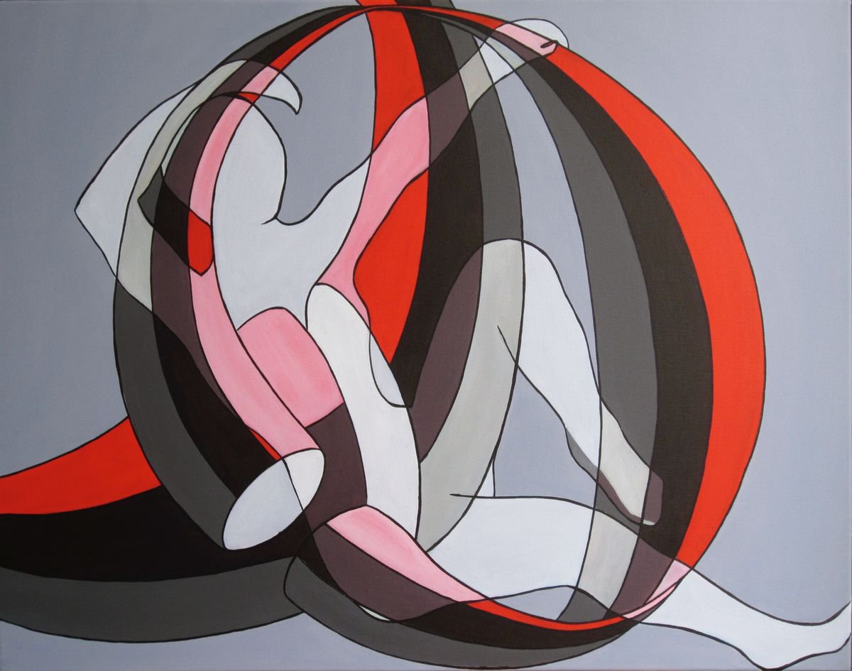 Abstract Portrait Acrylic Painting By Jacqueline Talbot, 35 X 28, Reclining, Original Artwork