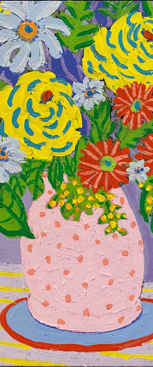 Flowers in Dotted Vase by Sue Graef