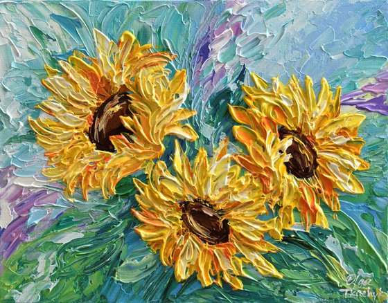 Sunflower Bouquet 2 - Impasto Original Acrylic Painting