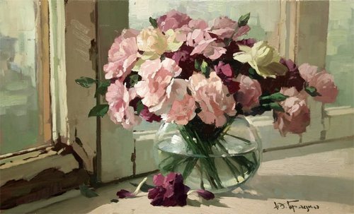 Bouquet on the Old Window by Yuri Pryadko