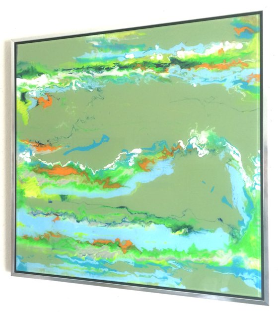 Abstract Painting Contemporary Original art on Plexiglass One of a kind  Framed  Ready to Hang Signed with Certificate of Authenticity