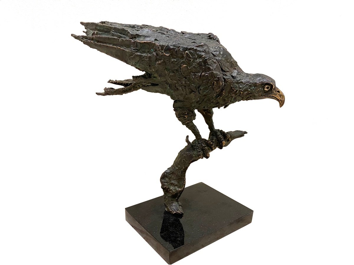 Animal Bronze Sculpture By Toth Kristof, 17 X 13", Eagle, Original Artwork