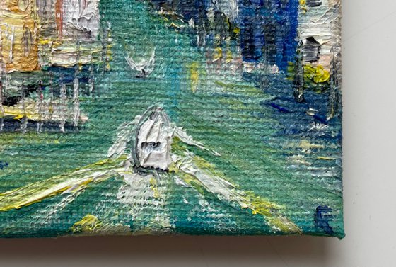 Venice Painting, Italy Original Miniature Oil Painting on Canvas, Small Artwork, Romantic Gift