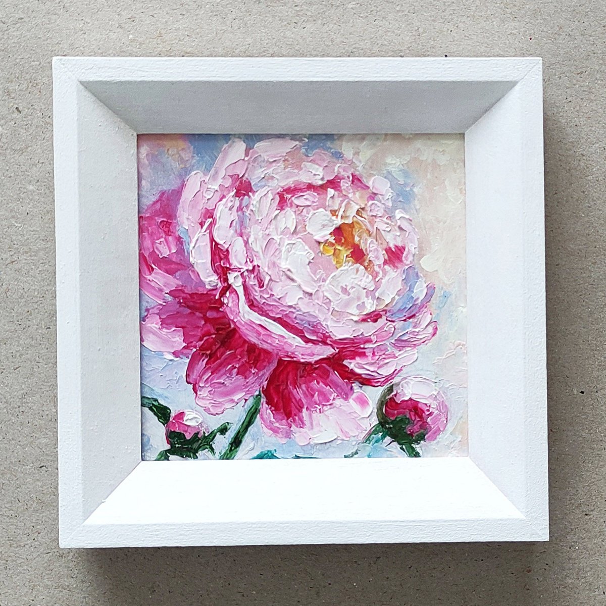 Peony framed painting by Yulia Berseneva