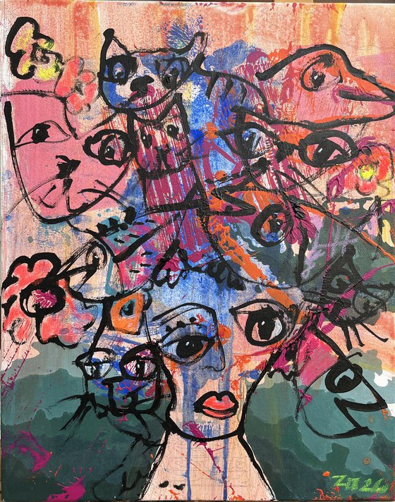 girl with pets