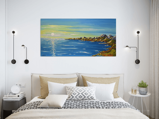 Ocean Painting, Impasto Seascape Art, Large Ocean Coastal Art