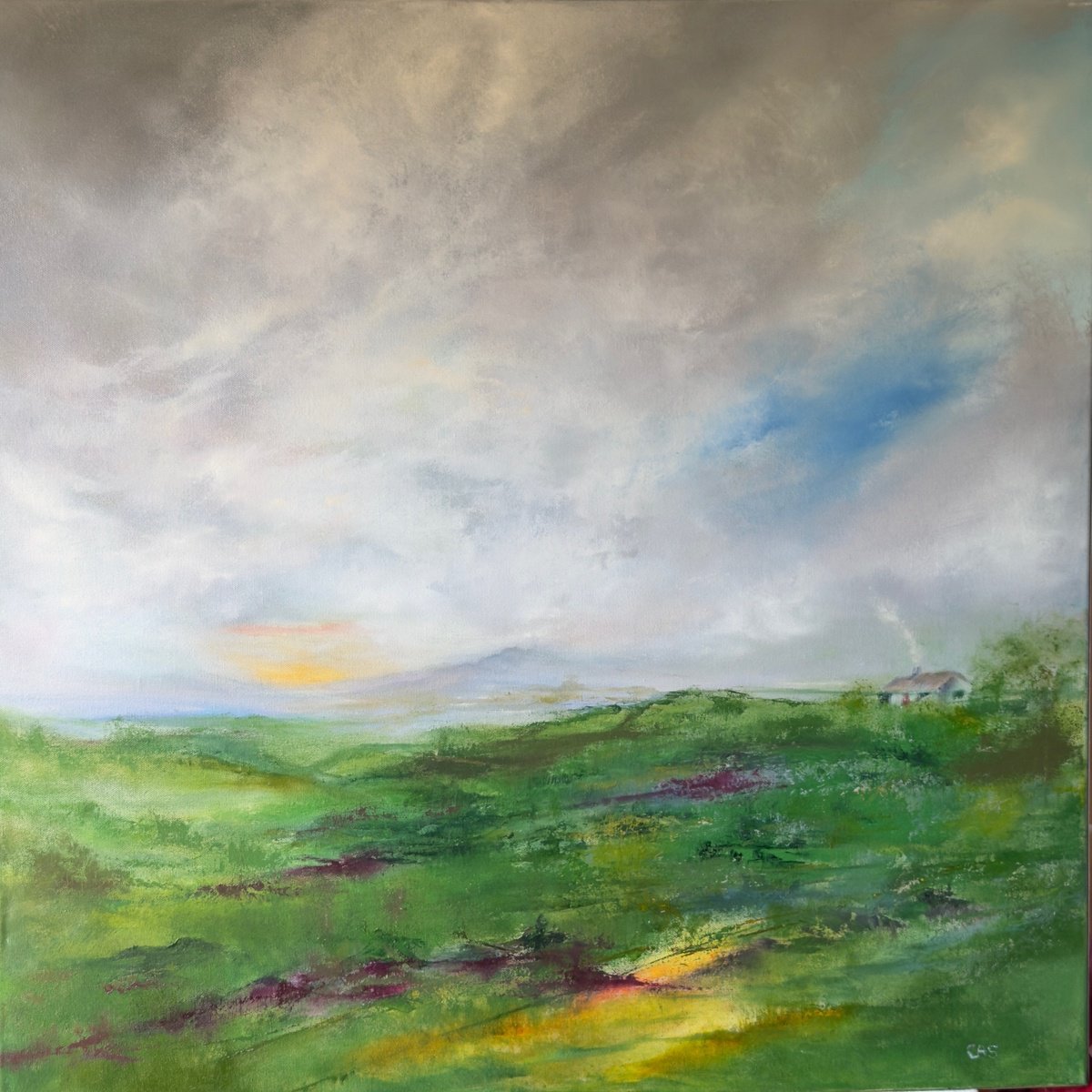 Impressionistic Landscape Oil Painting By Carol Staines, 31 X 31, Connemara Way, Original Artwork