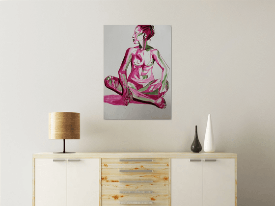 Pink Female seated nude