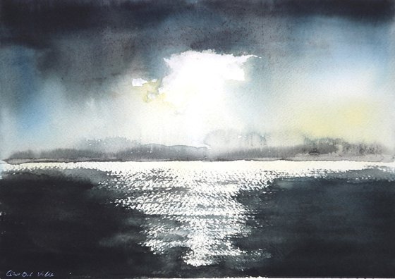 Seascape in watercolour "A Shimmer of Hope"