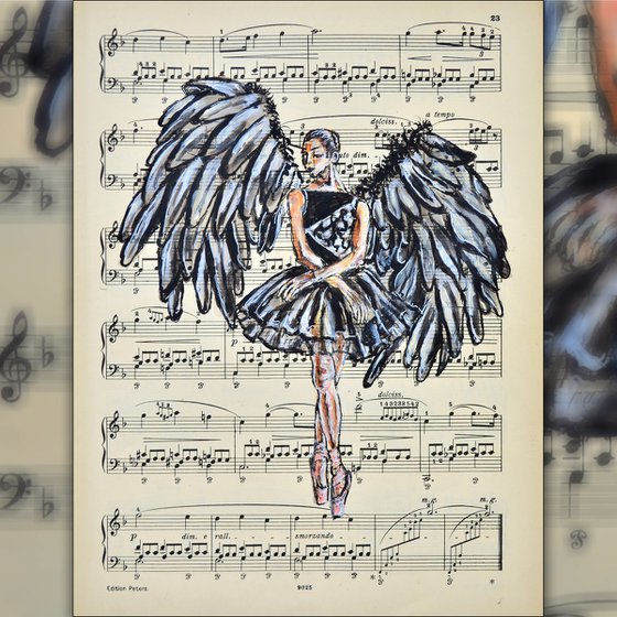 Ballerina XLII- Vintage Music Page, GIFT idea