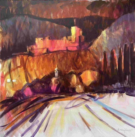 Herbst Landschaft mit Burg Landeck