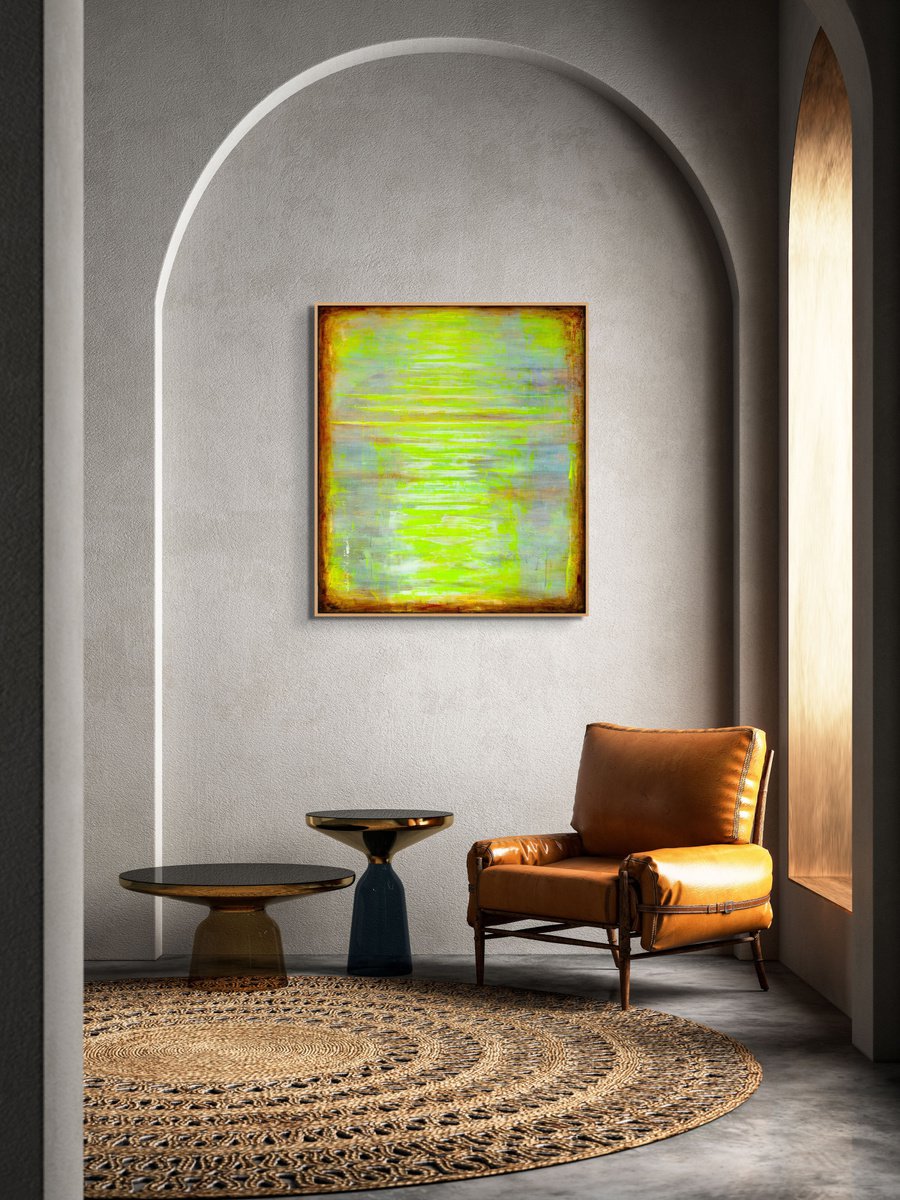 Organic Abstract Acrylic Painting By Elide Pizzini, 28 X 32, Wanderings, Original Artwork