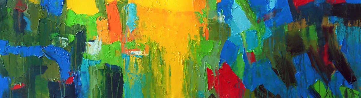 Organic Landscape Acrylic Painting By Abhishek Kumar, 51 X 14, Summer Revisited 2, Original Artwork