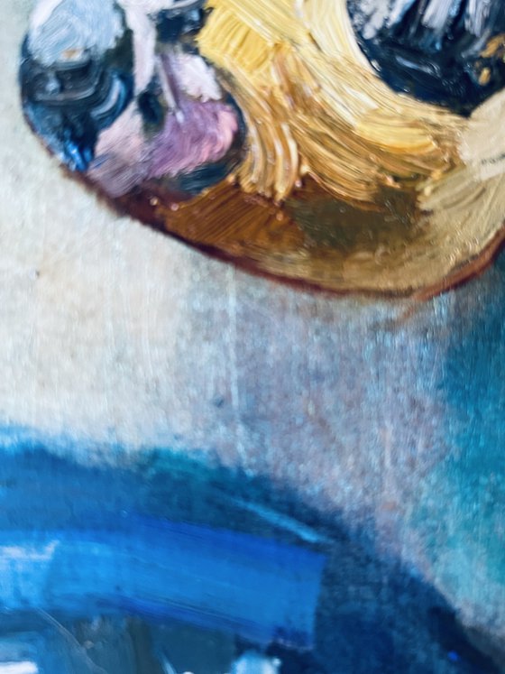 Daffodils in a blue vase