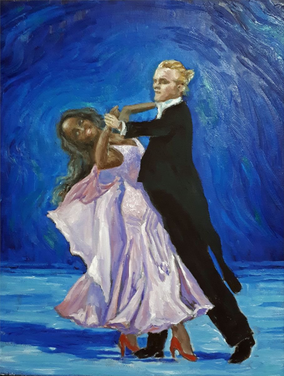 Impressionistic Portrait Oil Painting By Colin Ross Jack, 16 X 20, Oti And Johnny From Strictly Come Dancing, Original Artwork