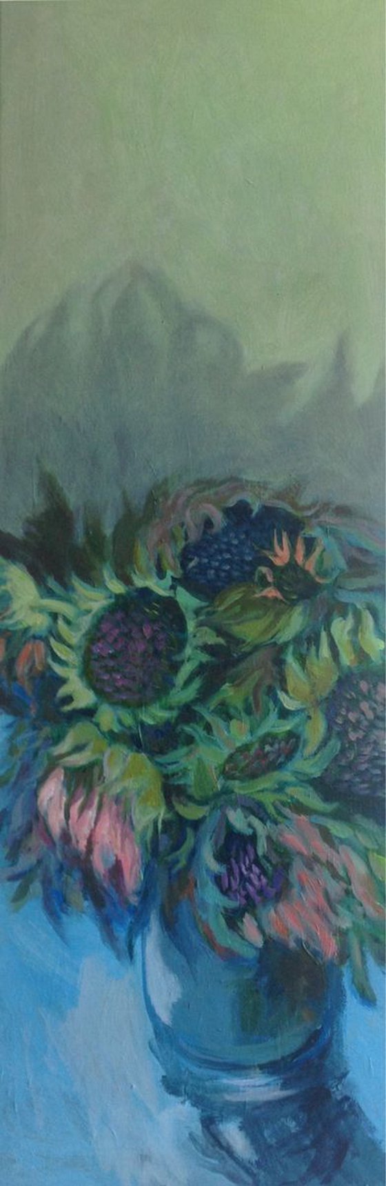 Sunflowers in blue vase