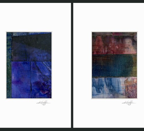 Abstract Collage Collection 6 - 4 Small Matted paintings by Kathy Morton Stanion by Kathy Morton Stanion