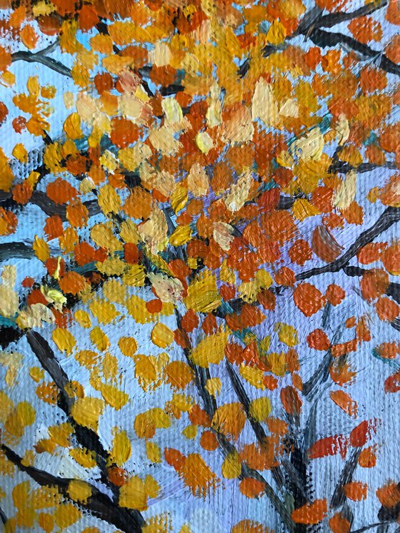 Tree painting Aututumn painting on canvas 16-16 in art