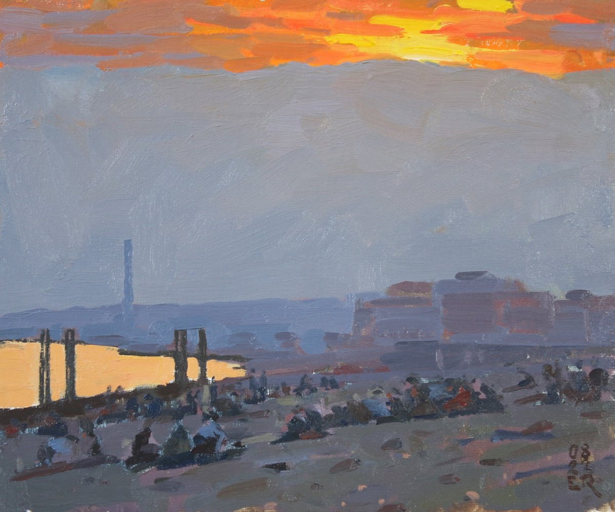Fiery Sunset, Brighton Beach by Elliot Roworth