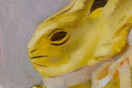Golden Bunny 2 - Original Oil Painting