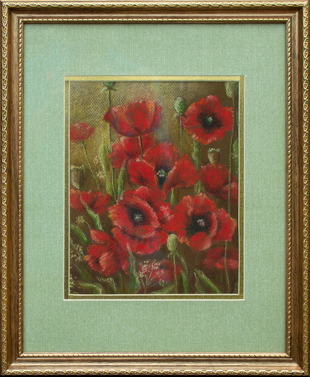 Impressionistic Botanical Oil Painting By Mila Moroko, 13 X 17", Pastel Poppies, Original Artwork