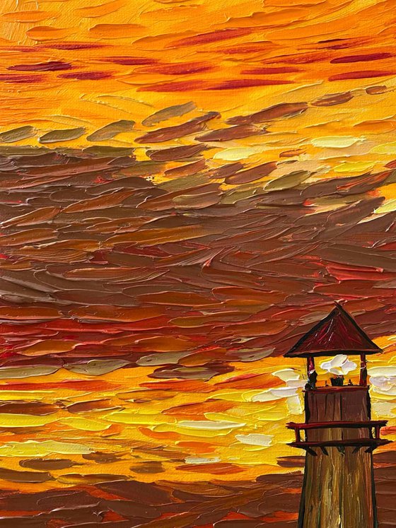 Sunset Lighthouse (Van Gogh Style)