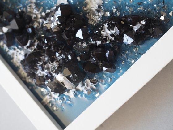 Precious crystals - original 3d volumetric abstract resin artwork with frame