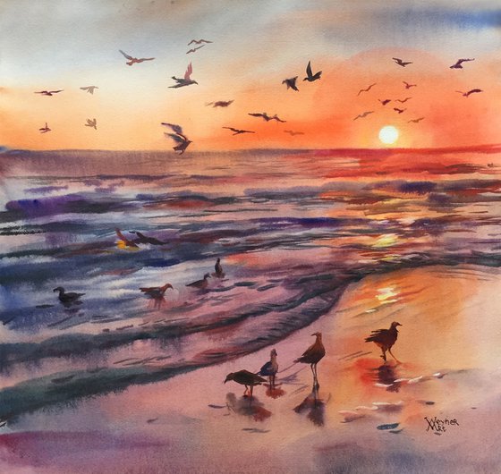 Sunset over the sea