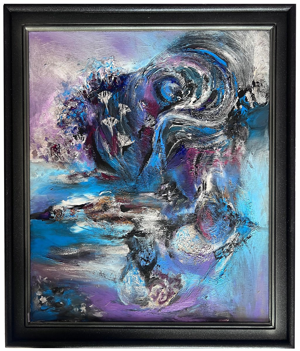 Organic Abstract Oil Painting By Eleonora Bakalova, 21 X 26, Swirl, Original Artwork