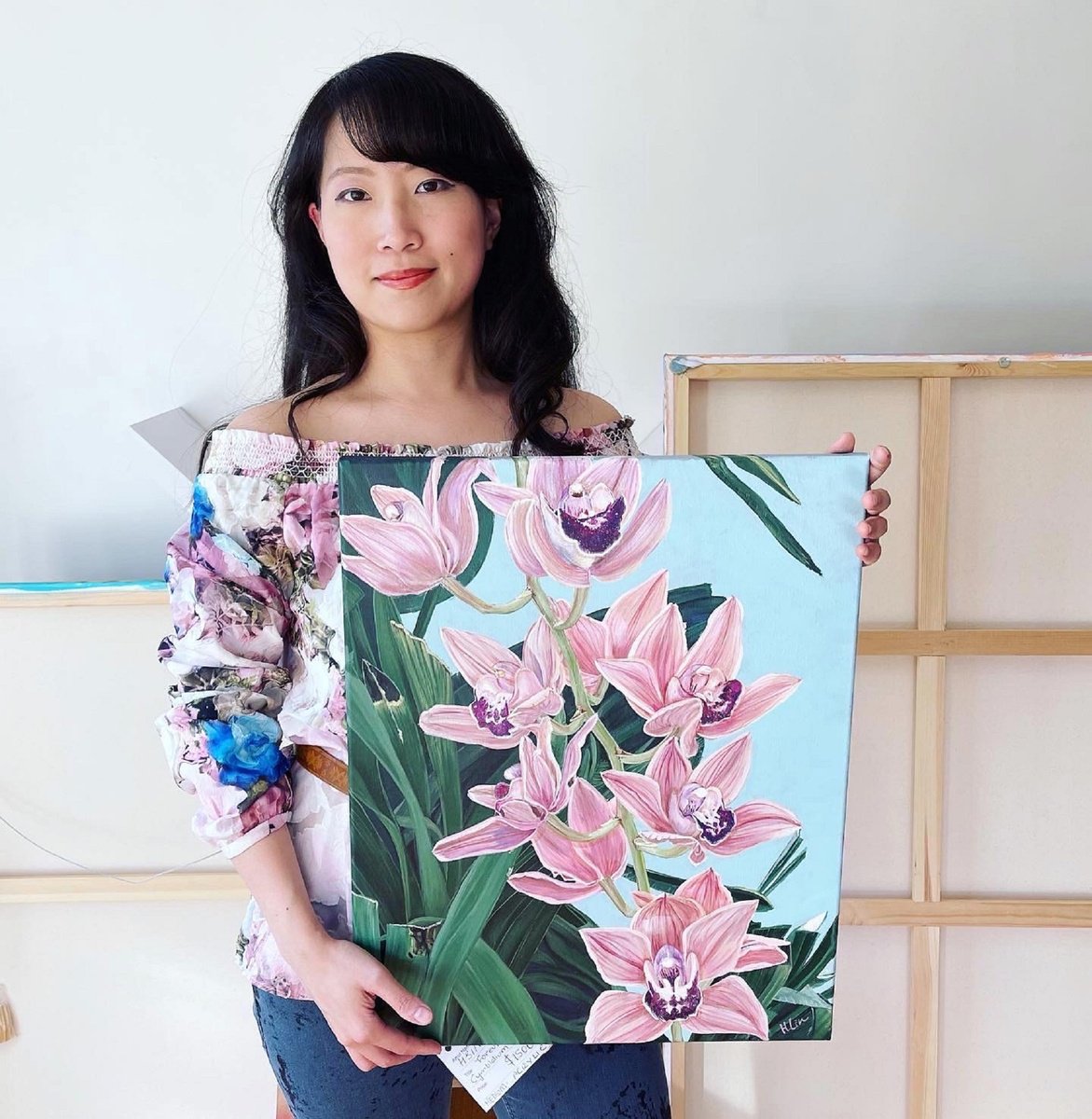 Photorealistic Botanical Acrylic Painting By Hsin Lin, 16 X 20, Forever Together, Original Artwork