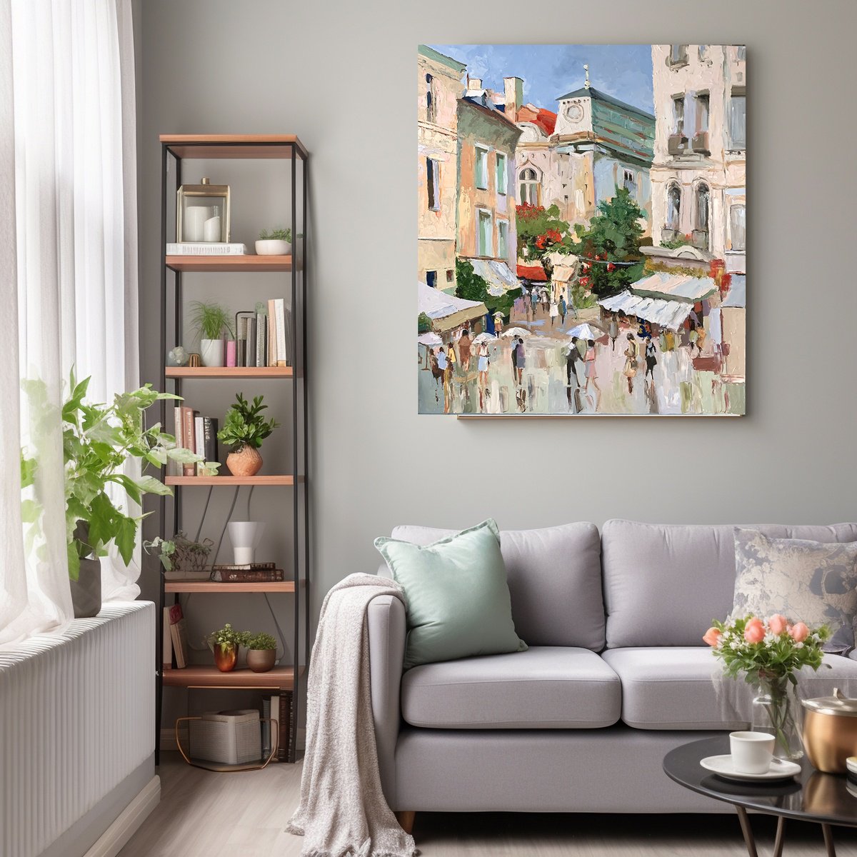 Expressive Cityscapes Oil Painting By Vita Schagen, 31 X 35", Vienna. Austria. European City. #8, Original Artwork