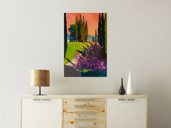 Cypresses. Evening