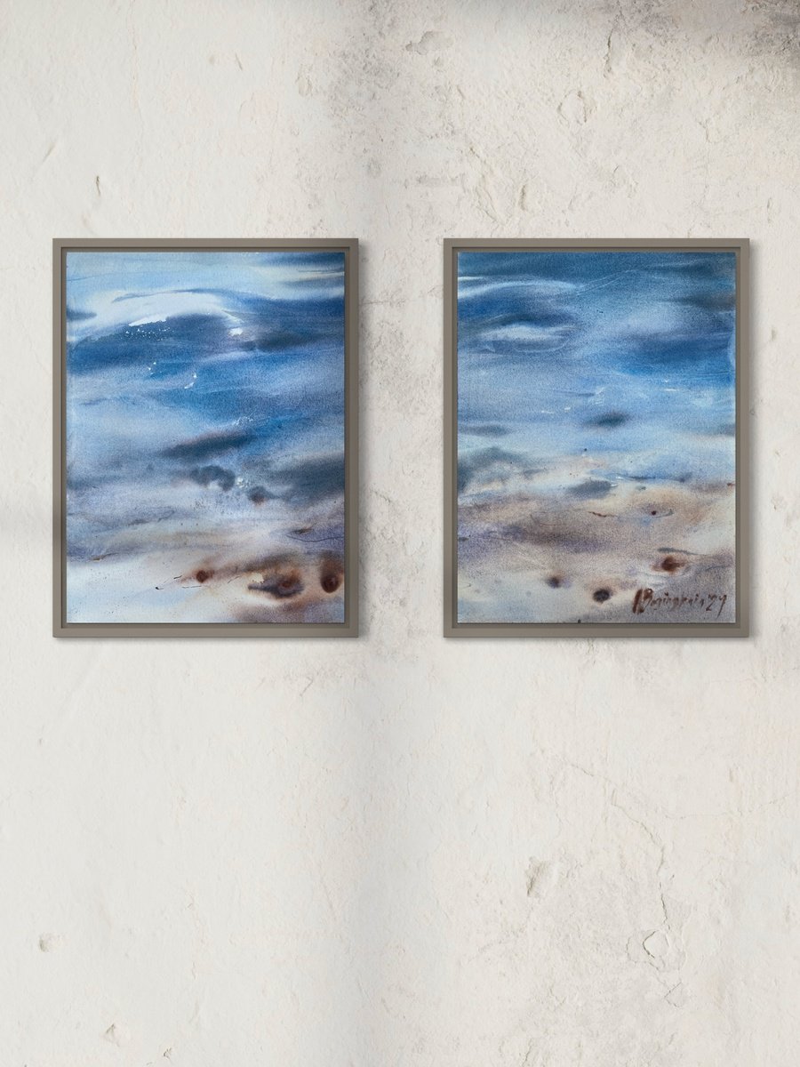 Shoreline calm, diptych by Anna Boginskaia