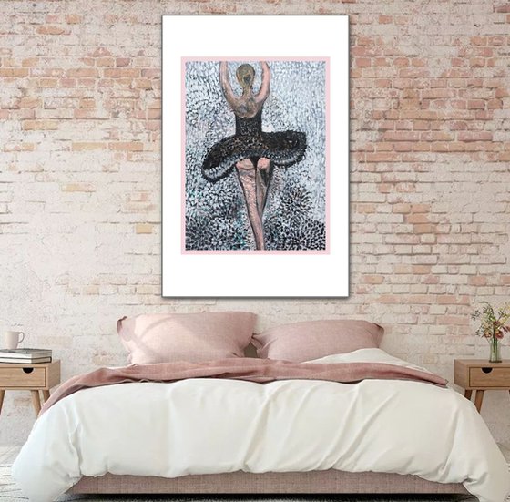 Black and White Painting on Canvas, Ballerina Paintings, Ballet Art, Artfinder Gift Ideas, Home Decor, Living Room Decor, Large Paintings on Canvas, Ready to Hang, Original Artwork, For Sale