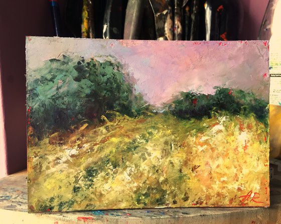 July Miniature Oil Pastel Painting