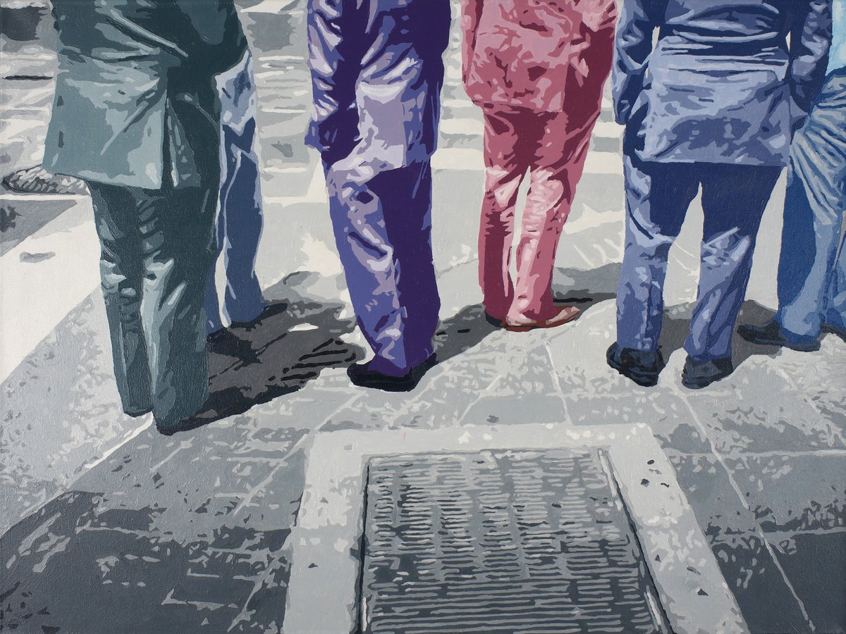 Impressionistic Portrait Acrylic Painting By Kosta Morr, 31 X 24", The Spy, Original Artwork