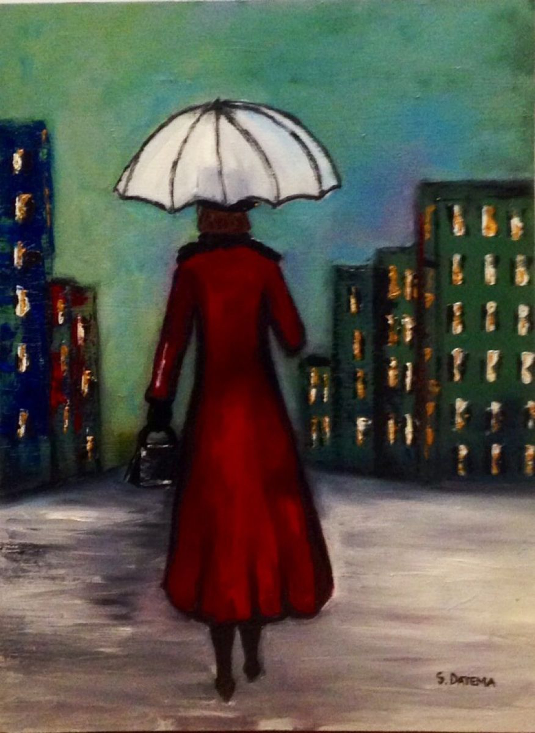 Walking In The Rain Painting By Suzette Datema Artfinder
