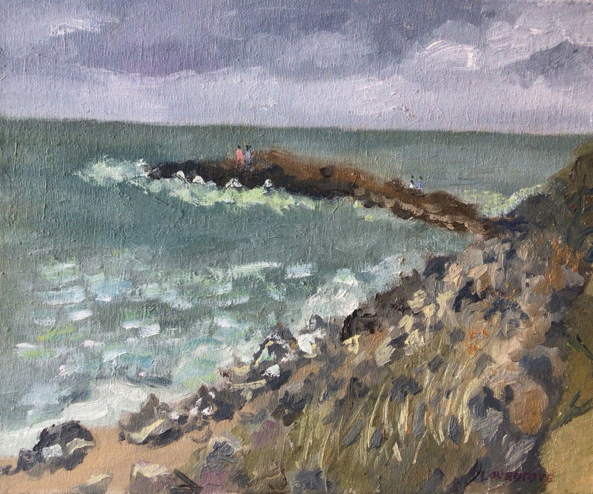 Impressionistic Landscape Oil Painting By Julian Lovegrove Art, 12 X 10", Rocky Coast At Kilmore, Original Artwork