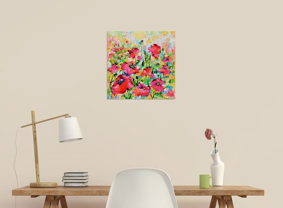 Red Opium Poppy Field