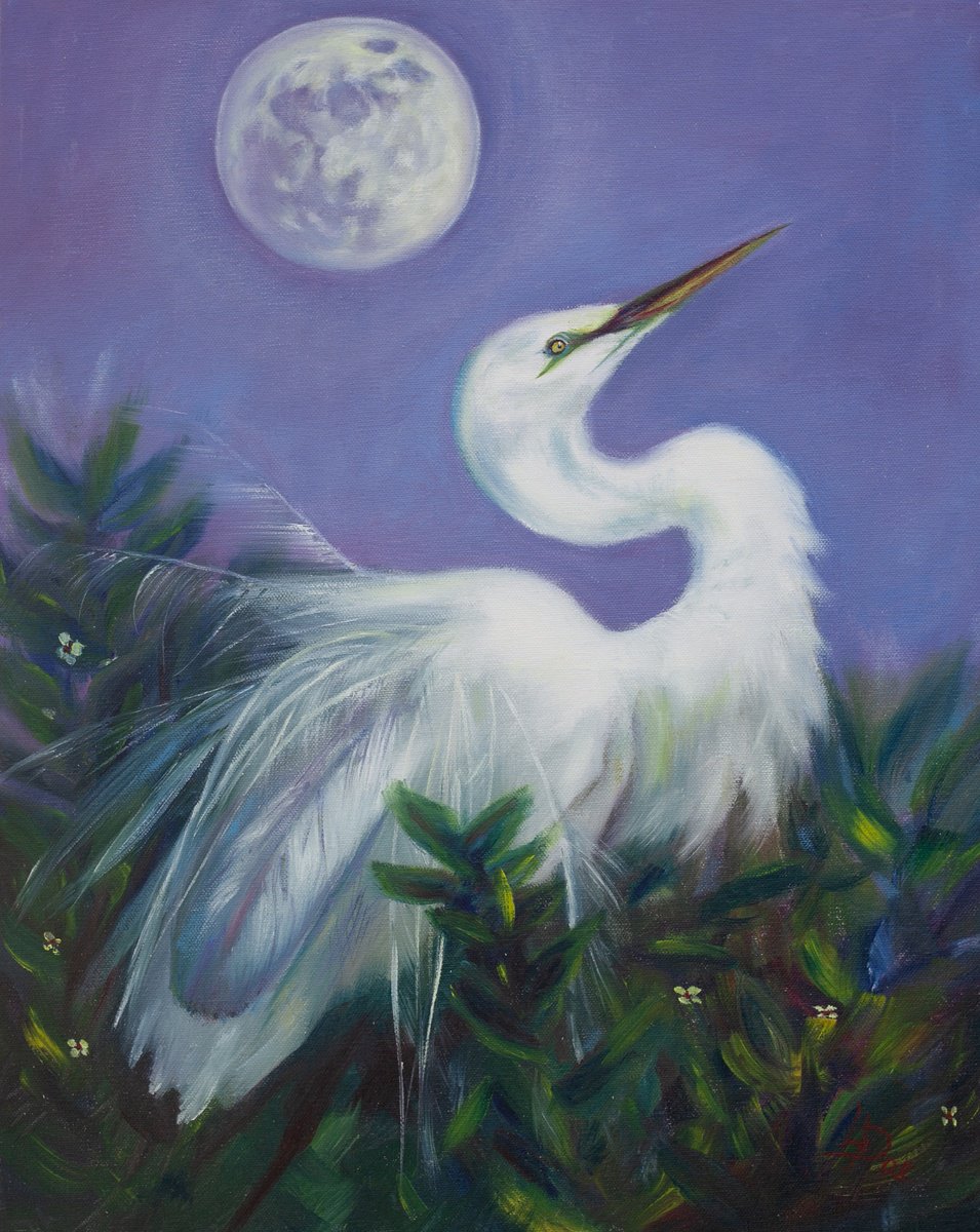 Photorealistic Animal Oil Painting By Liudmila Pisliakova, 16 X 20", Moonbird, Original Artwork